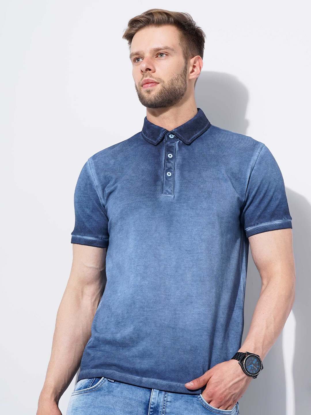 

Celio Polo Collar Cotton T-shirt, Blue