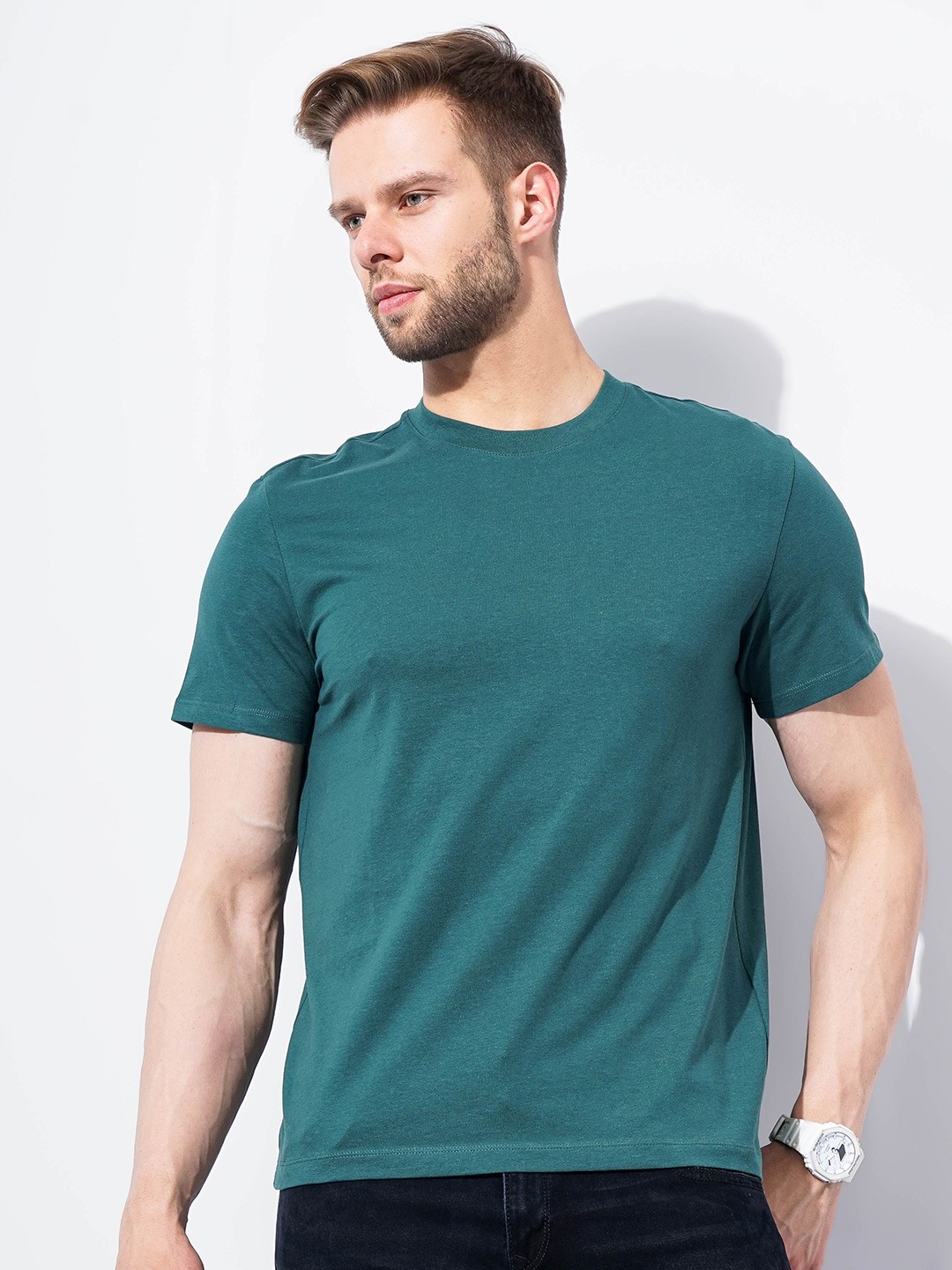

Celio Round Neck Cotton T-shirt, Green