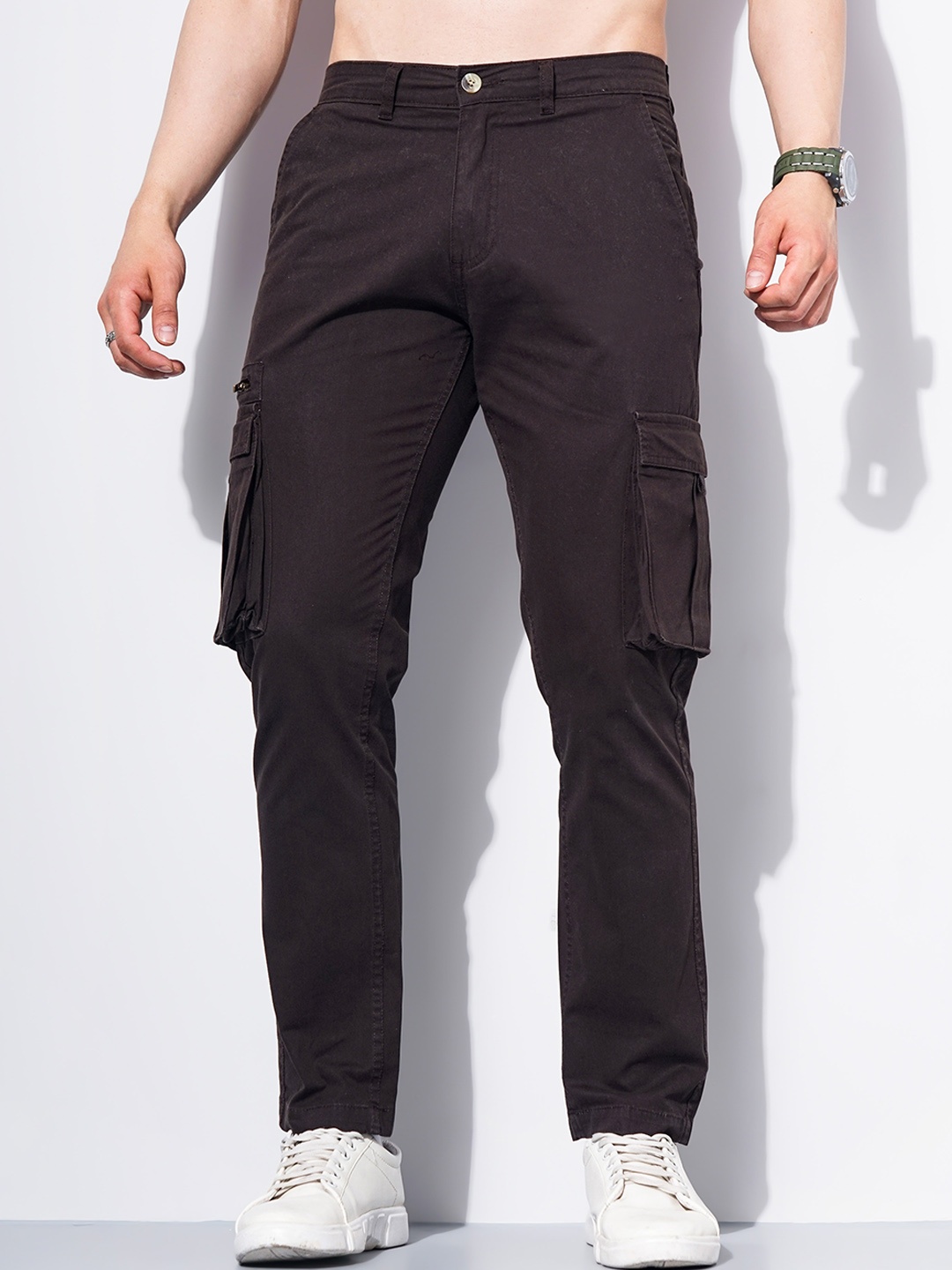 

Celio Men Loose Fit Comfort Cargos Trousers, Brown
