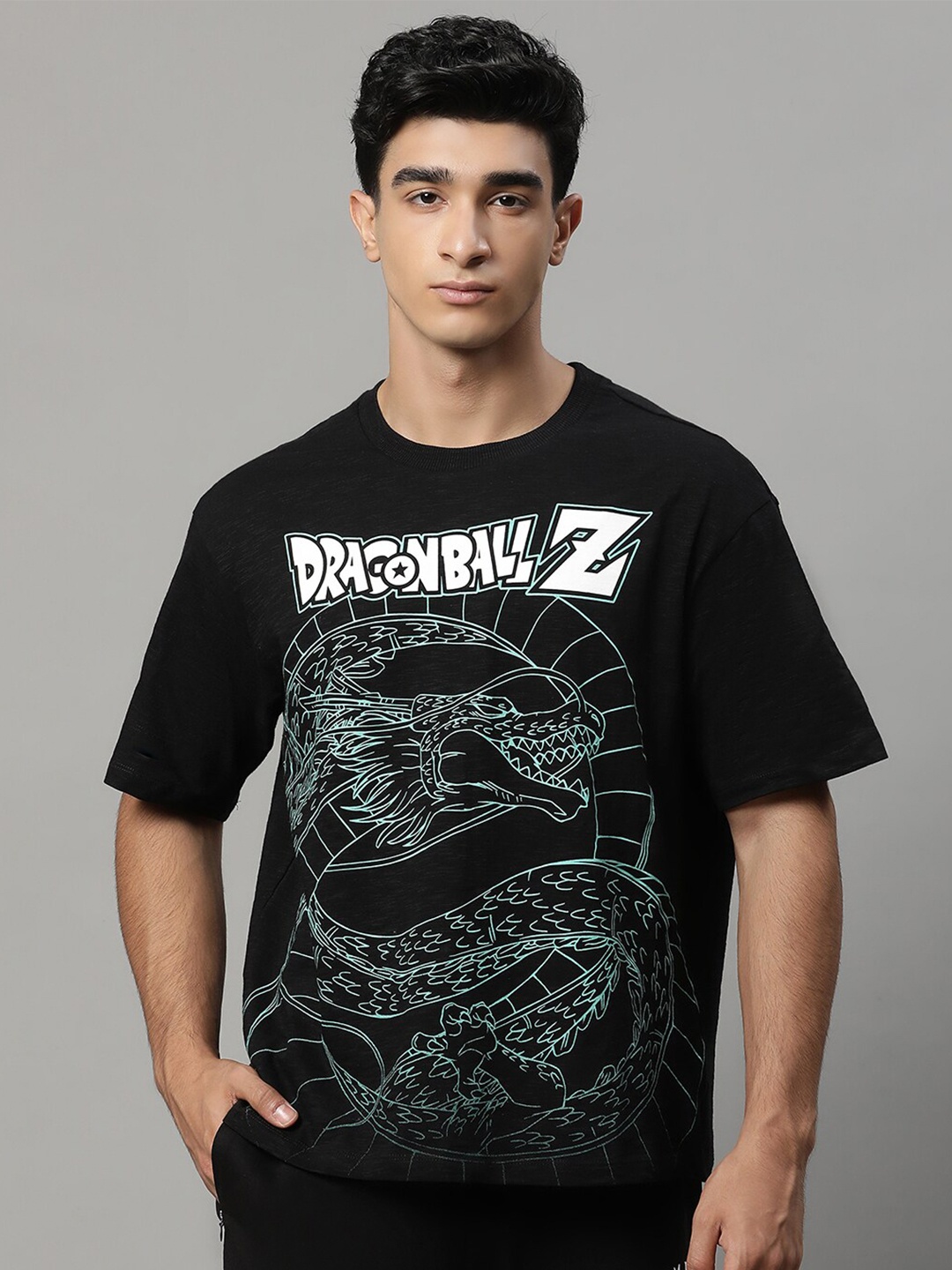Free Authority Dragon Ball Z Printed Oversized Fit T-shirt, Black