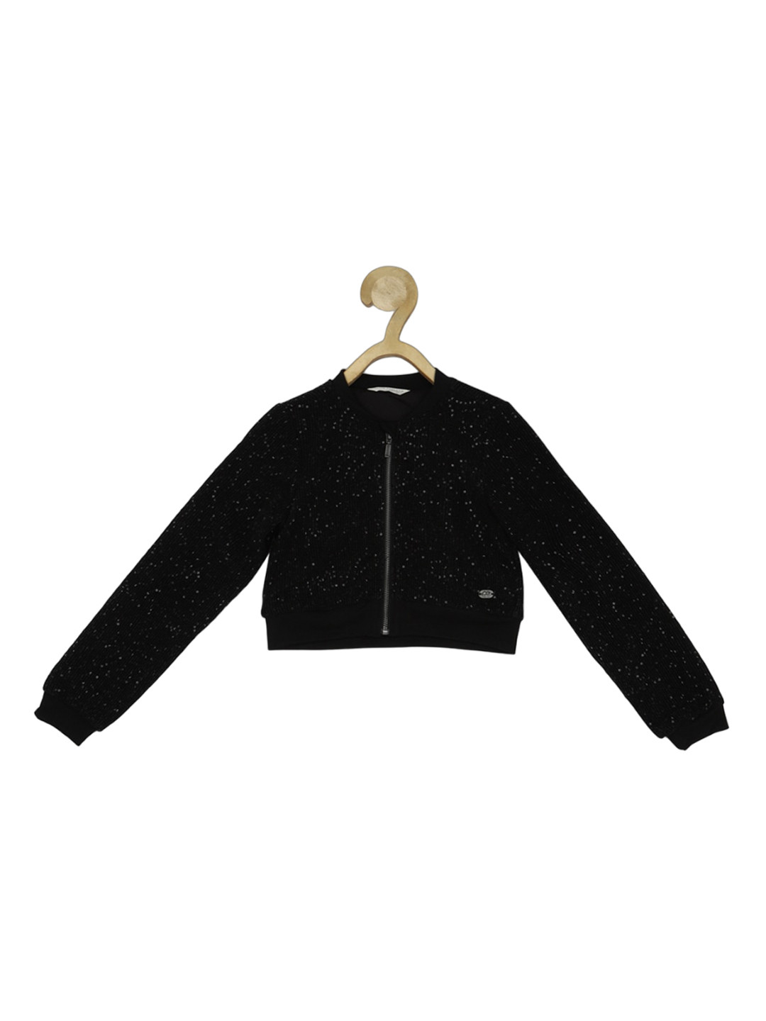 

Peter England Girls Mandarin Collar Bomber Jacket, Black
