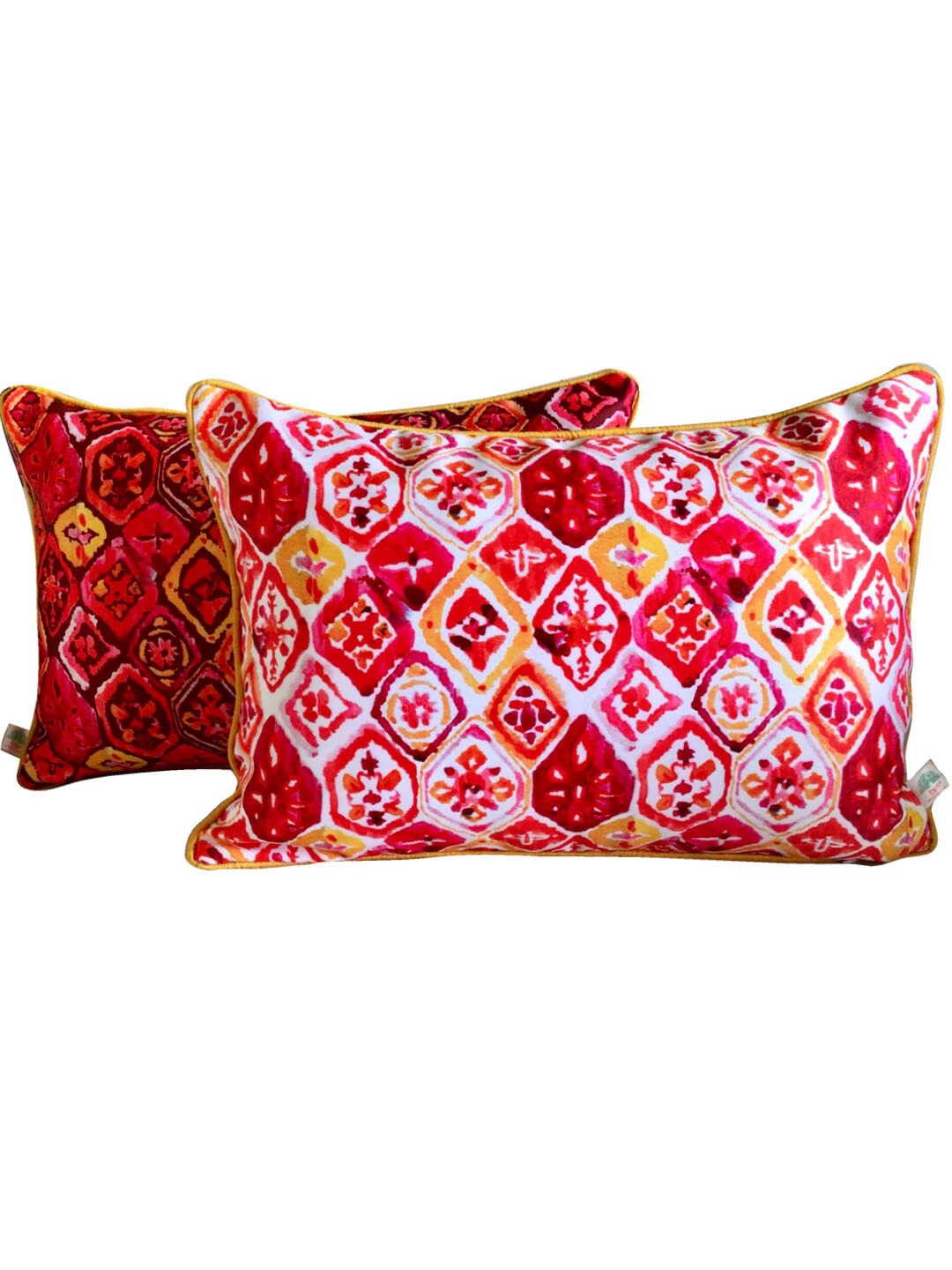 

TARA- Sparkling Homes Pink & Red 2-Pieces Ethnic Motifs Rectangle Cushion Covers