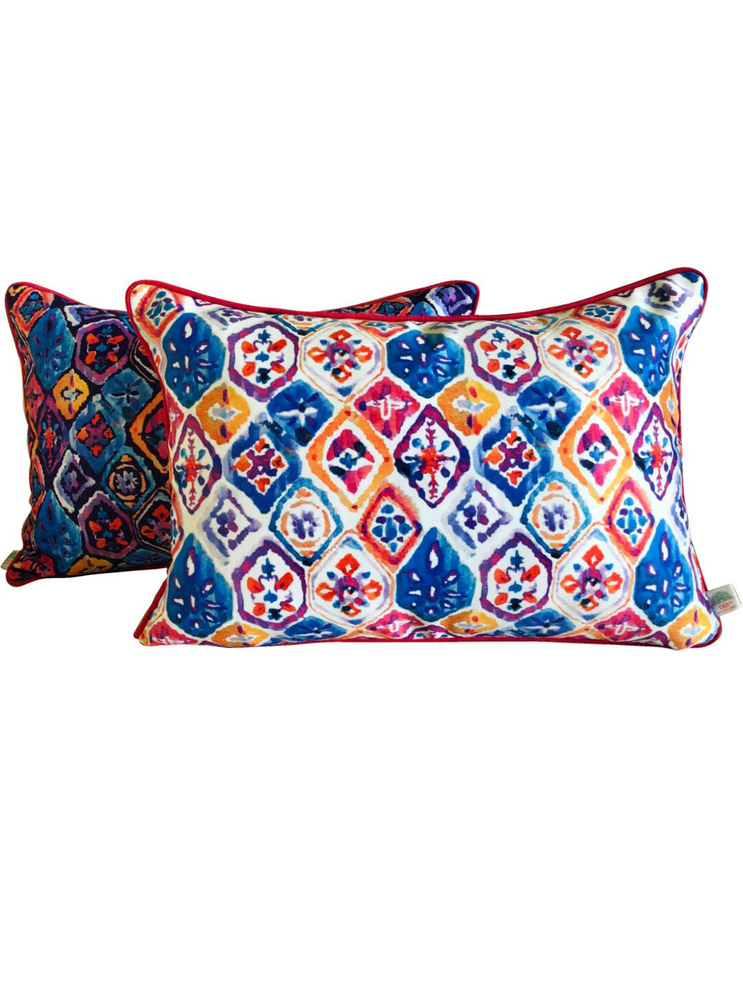 

TARA- Sparkling Homes Purple & White 2-Pieces Ethnic Motifs Rectangle Cushion Covers