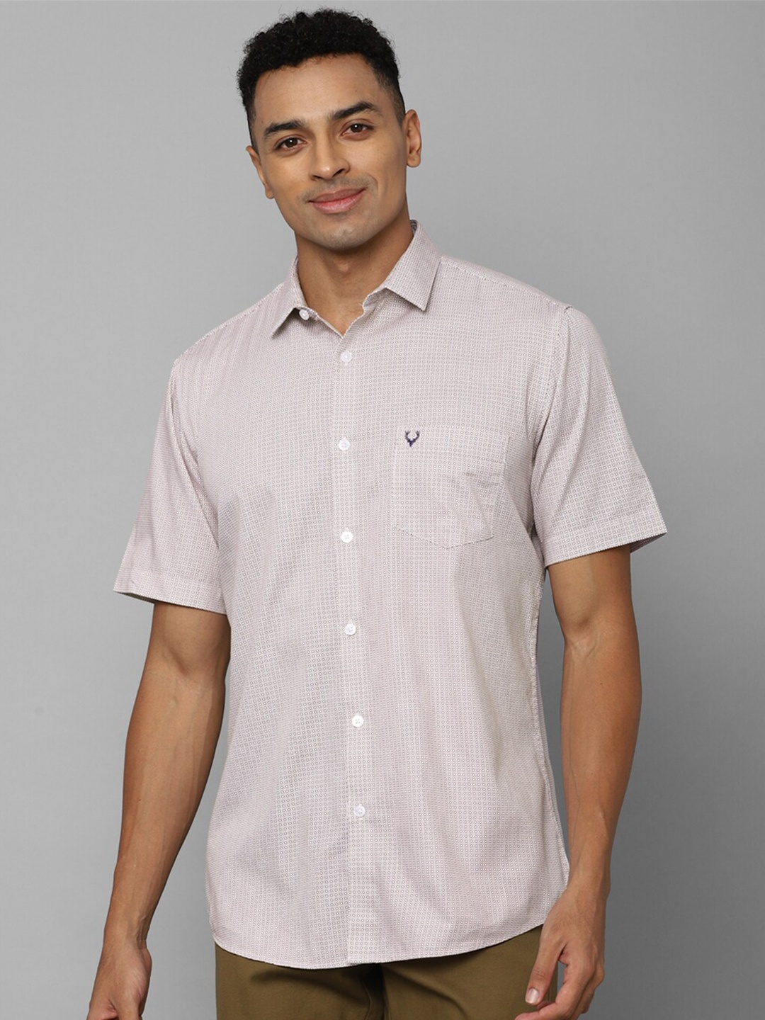 

Allen Solly Micro Ditsy Printed Spread Collar Cotton Casual Shirt, Grey
