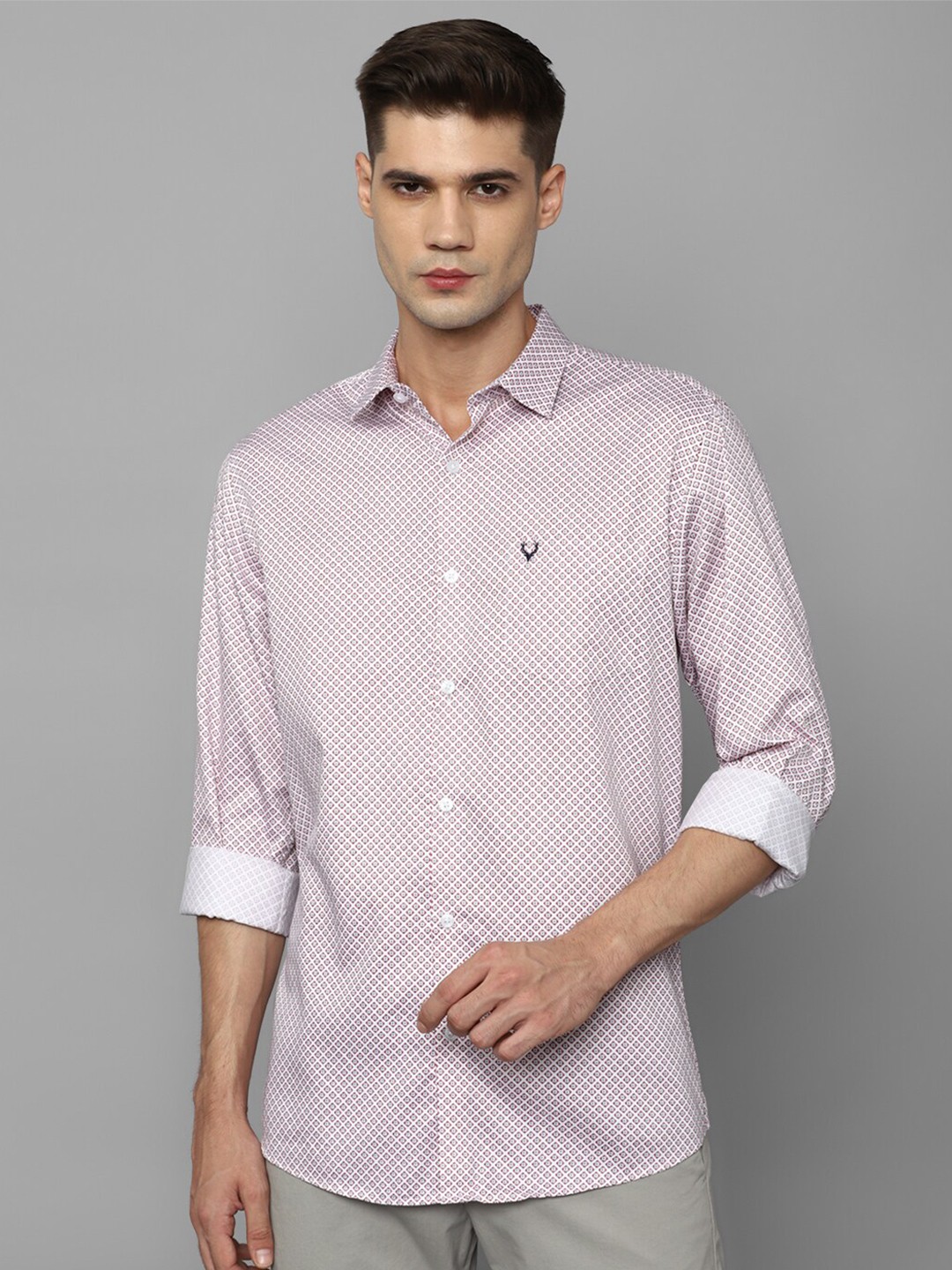

Allen Solly Geometric Printed Spread Collar Pure Cotton Casual Shirt, Pink