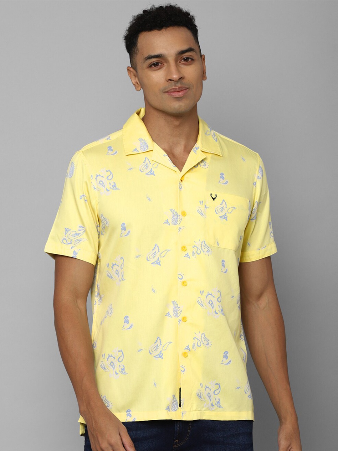 

Allen Solly Conversational Printed Cotton Casual Shirt, Yellow