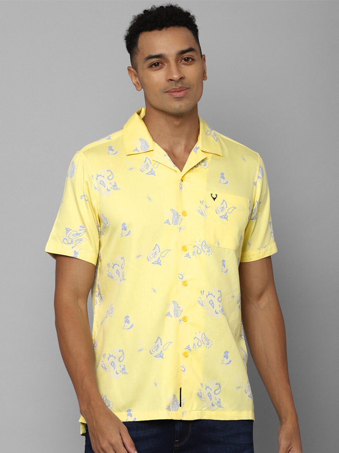 

Allen Solly Conversational Printed Cotton Casual Shirt, Yellow