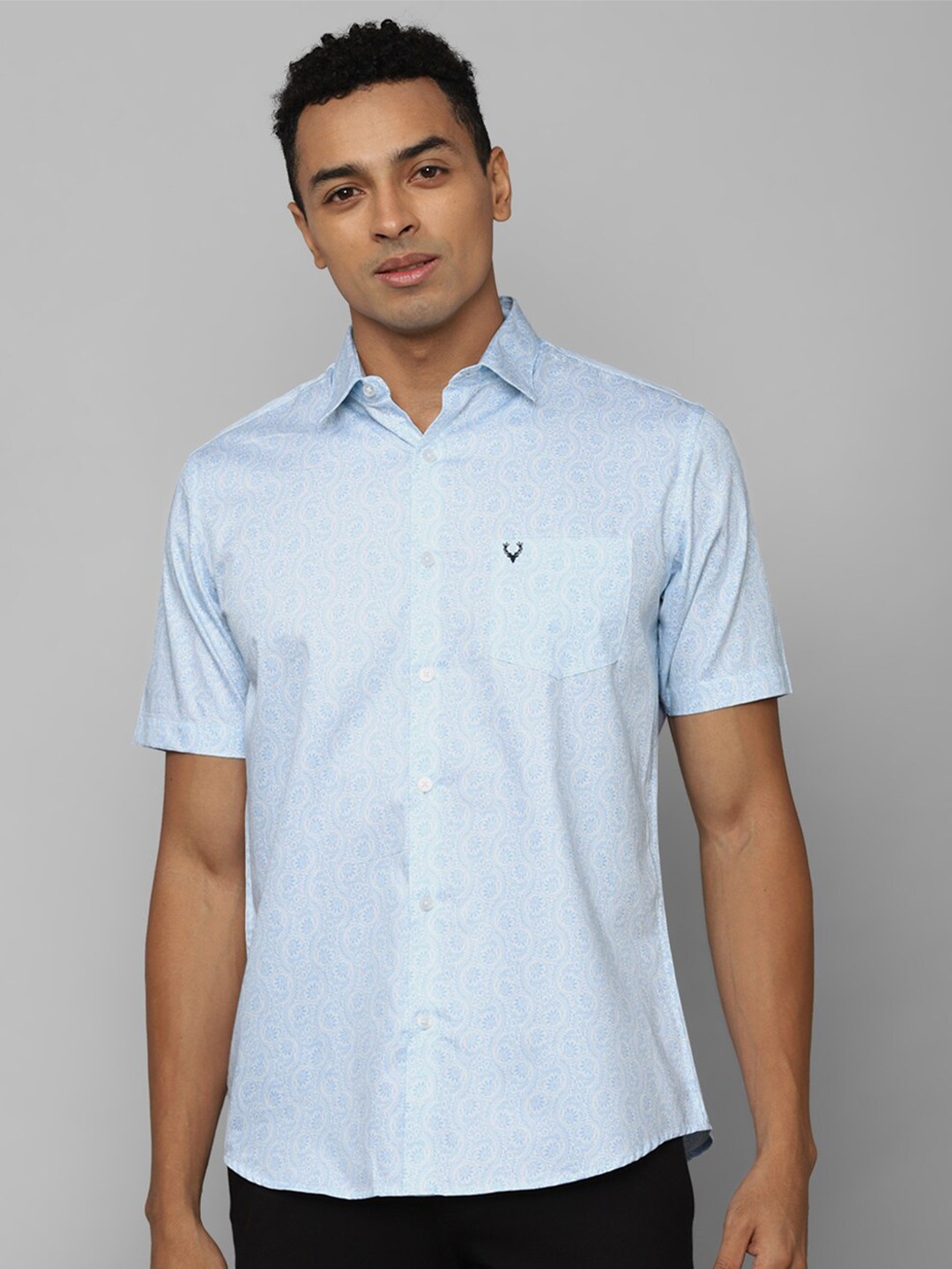 

Allen Solly Slim Fit Floral Printed Pure Cotton Casual Shirt, Blue