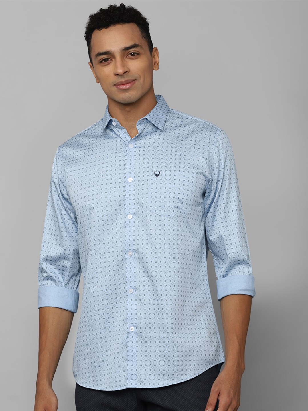 

Allen Solly Micro Ditsy Printed Spread Collar Cotton Casual Shirt, Blue