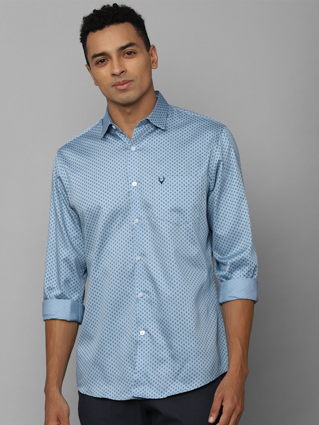 

Allen Solly Slim Fit Micro Ditsy Printed Pure Cotton Casual Shirt, Blue