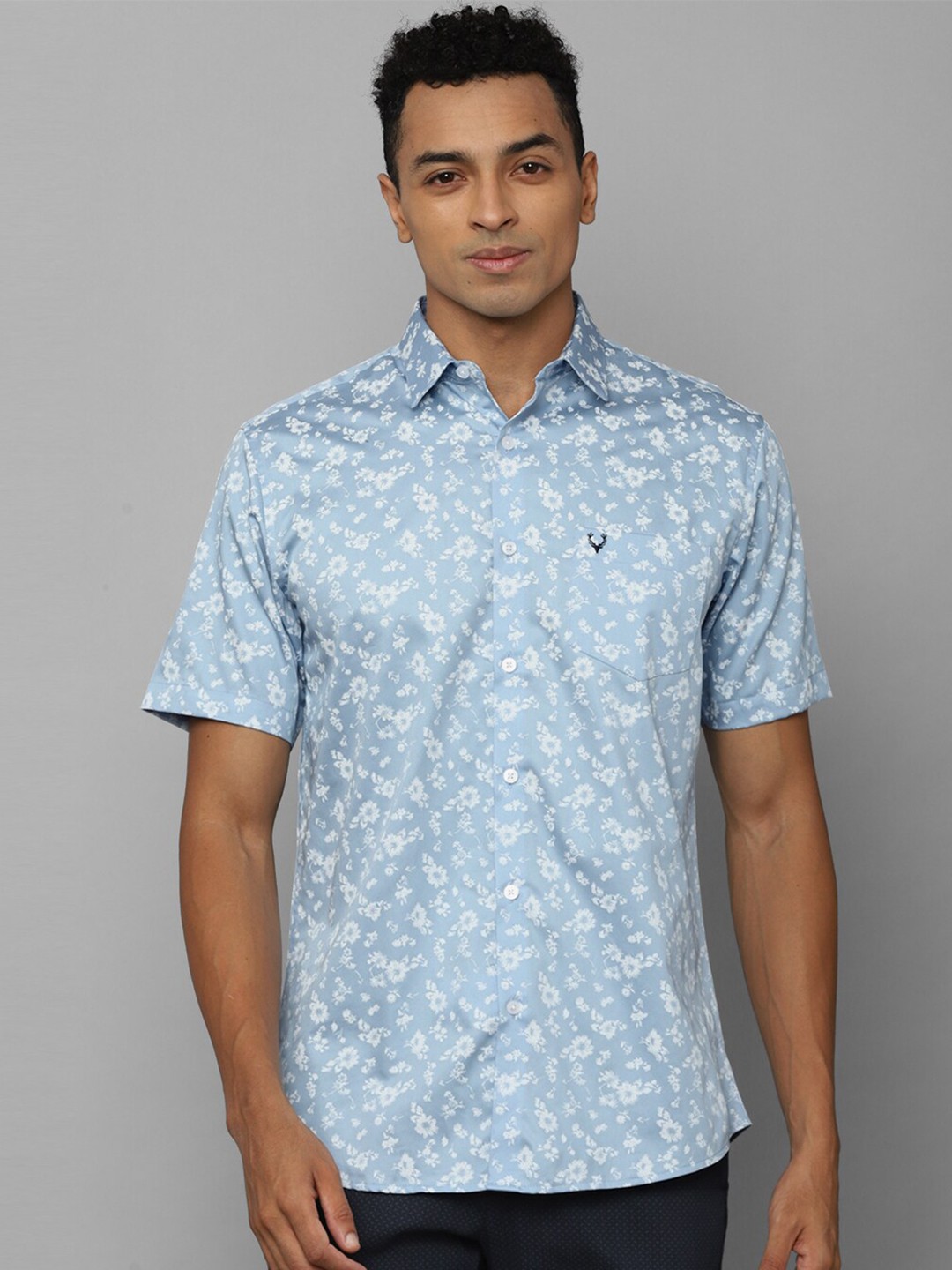

Allen Solly Slim Fit Floral Printed Pure Cotton Casual Shirt, Blue