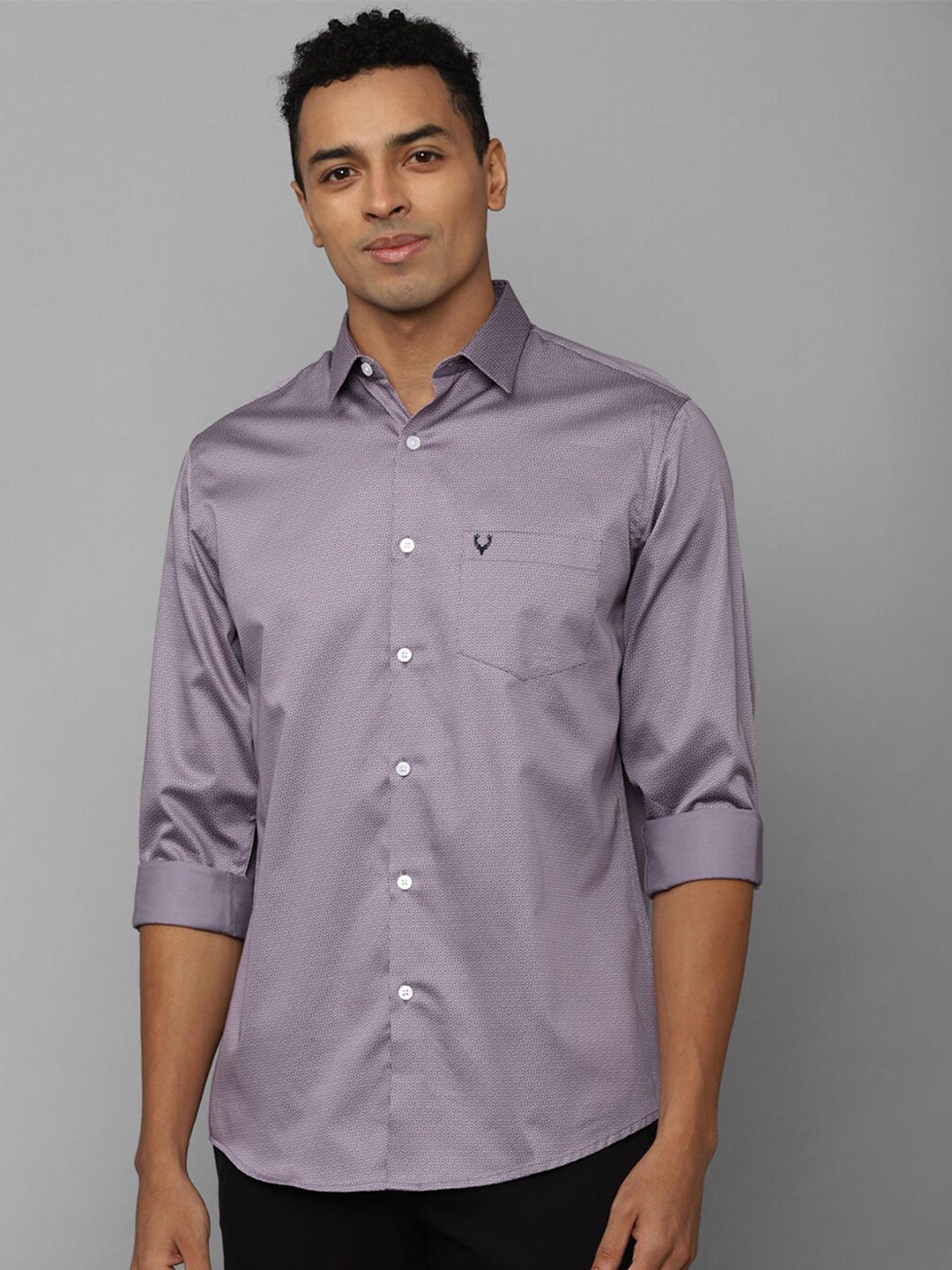 

Allen Solly Micro Ditsy Self Design Spread Collar Cotton Casual Shirt, Purple