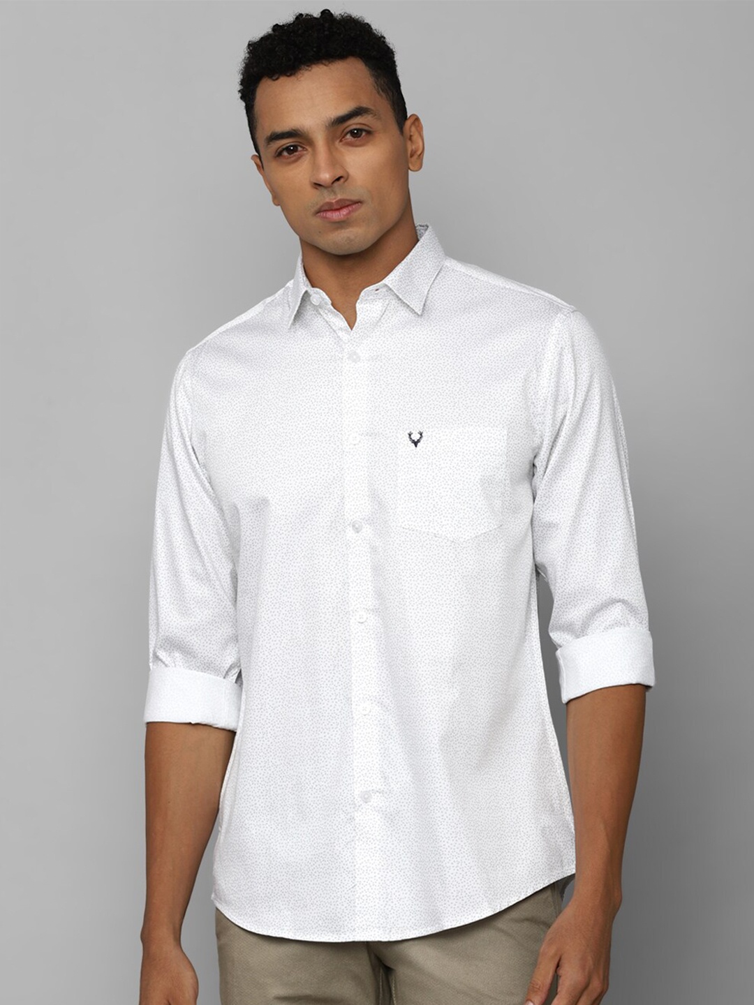 

Allen Solly Micro Ditsy Printed Spread Collar Cotton Casual Shirt, White