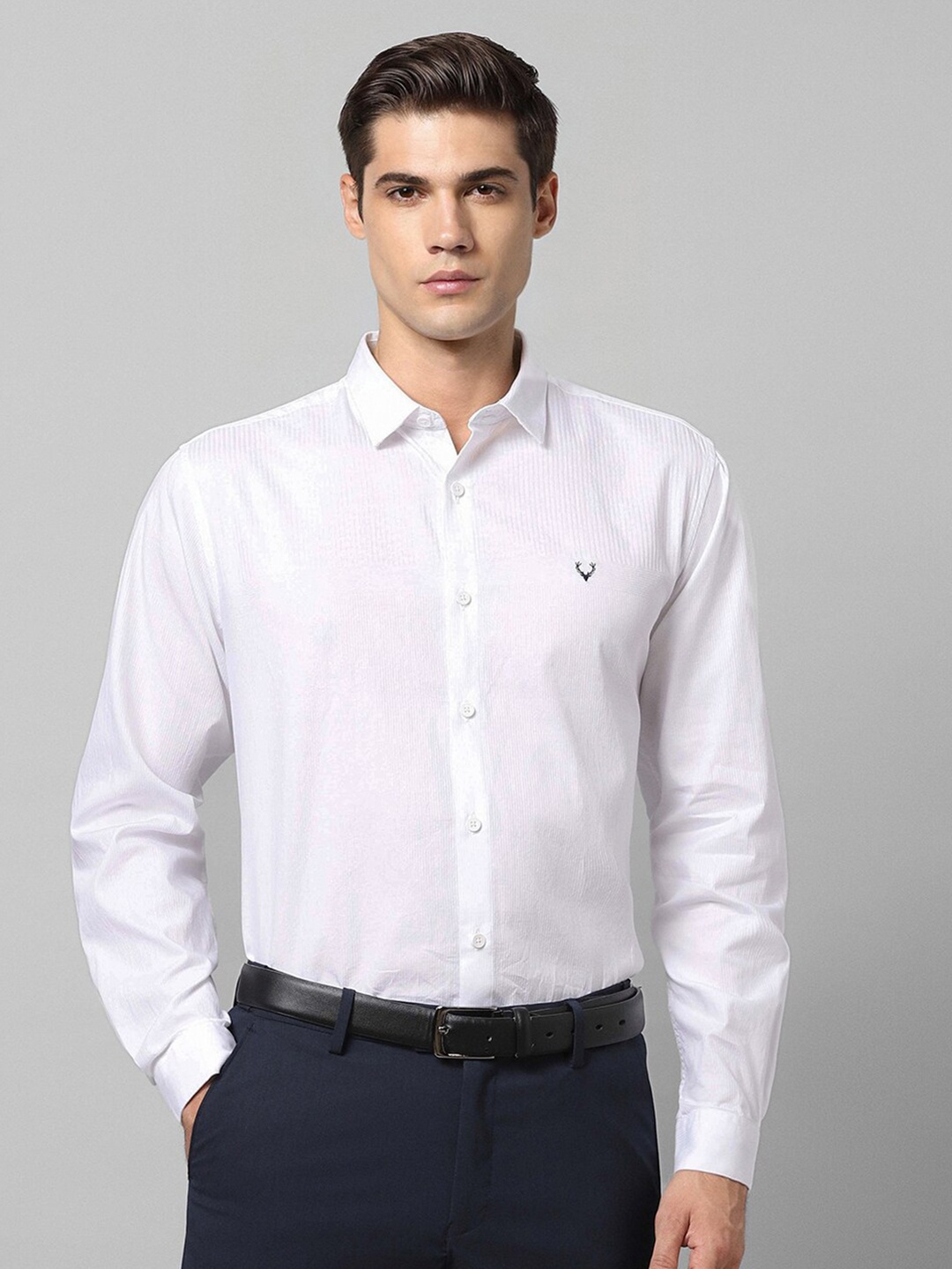 

Allen Solly Self Design Spread Collar Cotton Formal Shirt, White