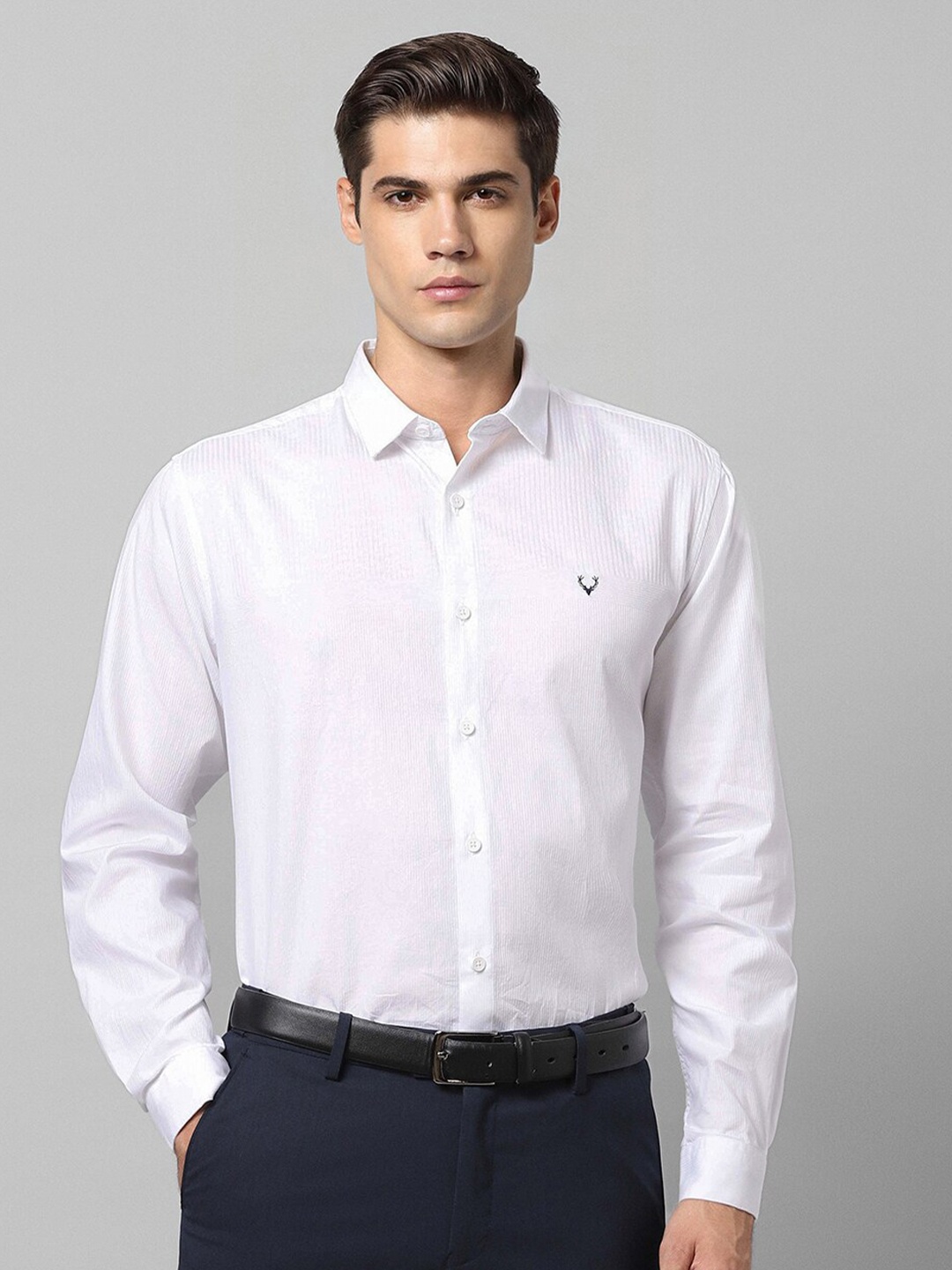

Allen Solly Self Design Spread Collar Cotton Formal Shirt, White