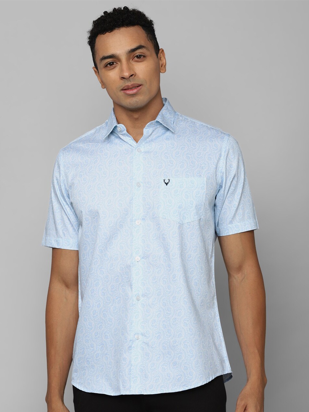 

Allen Solly Slim Fit Floral Printed Pure Cotton Casual Shirt, Blue