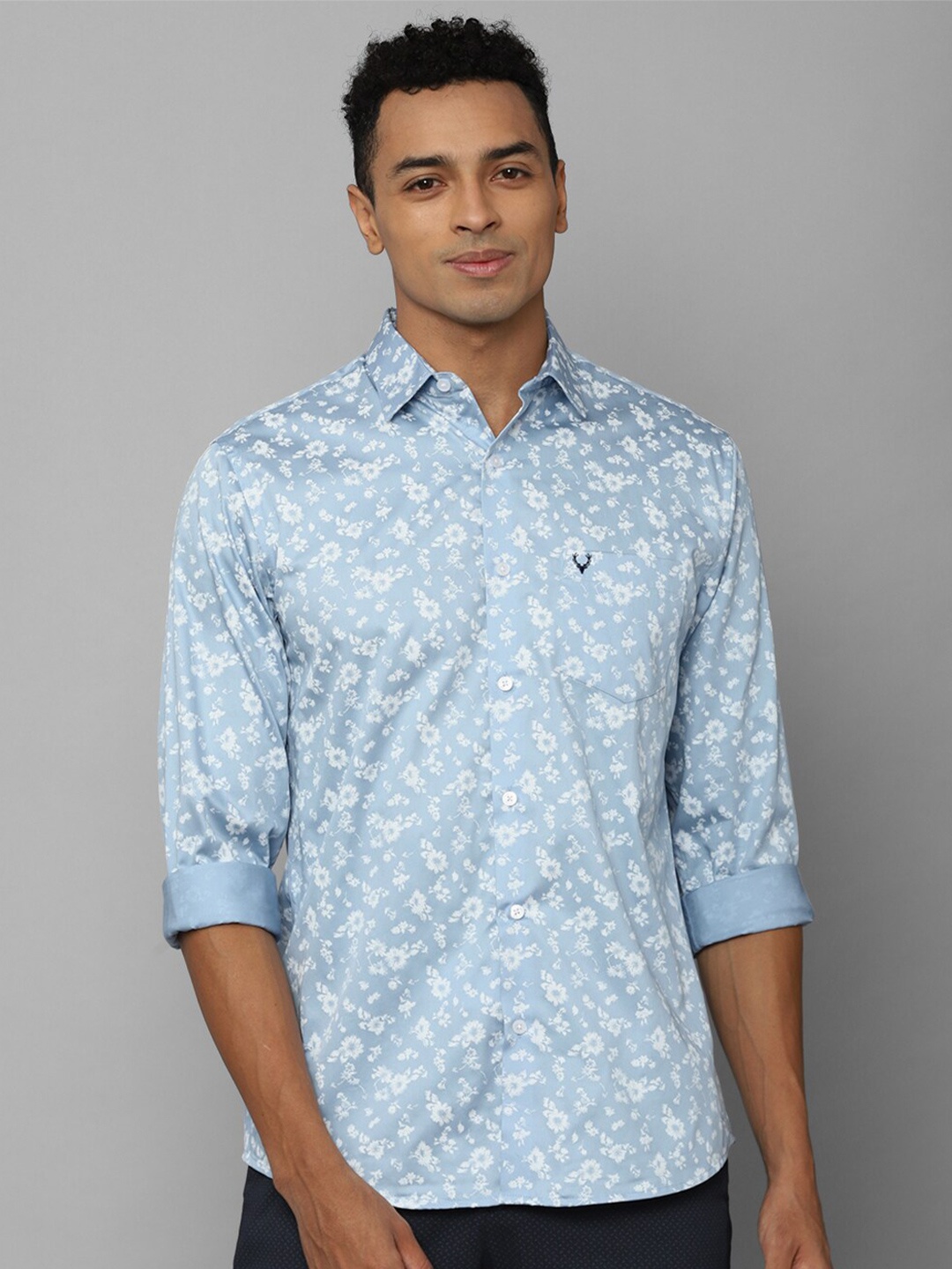 

Allen Solly Slim Fit Floral Printed Pure Cotton Casual Shirt, Blue