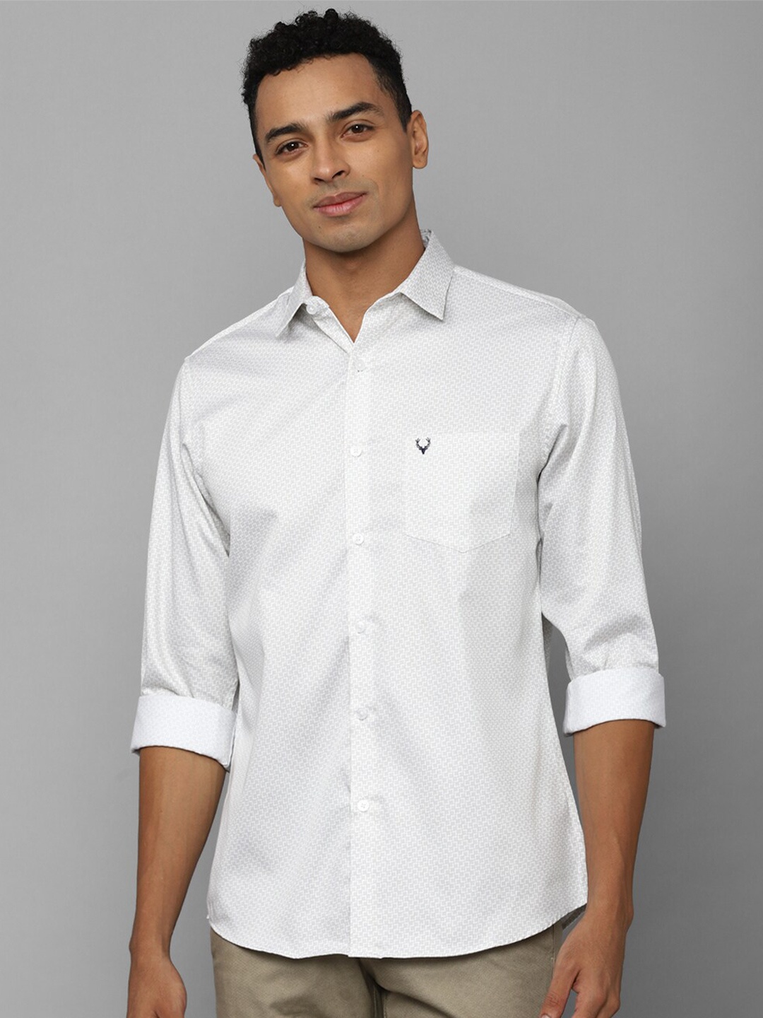 

Allen Solly Micro Ditsy Self Design Spread Collar Cotton Casual Shirt, White