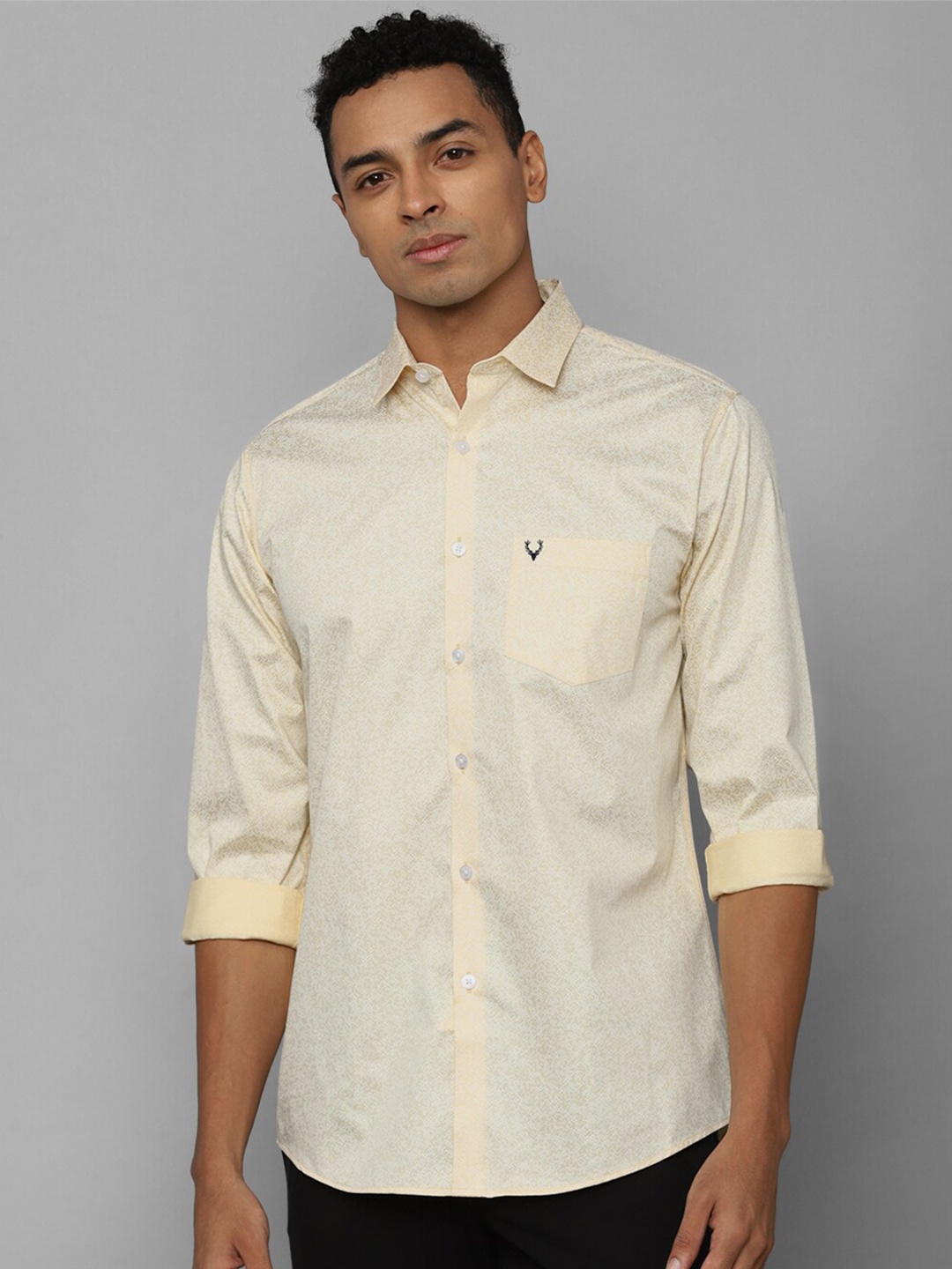 

Allen Solly Slim Fit Geometric Printed Pure Cotton Casual Shirt, Yellow