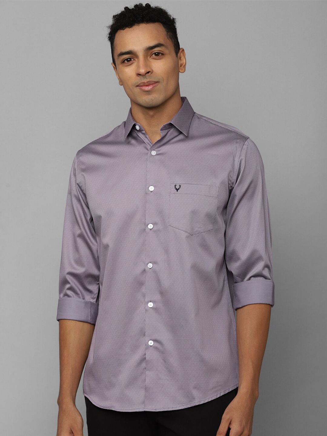 

Allen Solly Micro Ditsy Self Design Spread Collar Cotton Casual Shirt, Purple