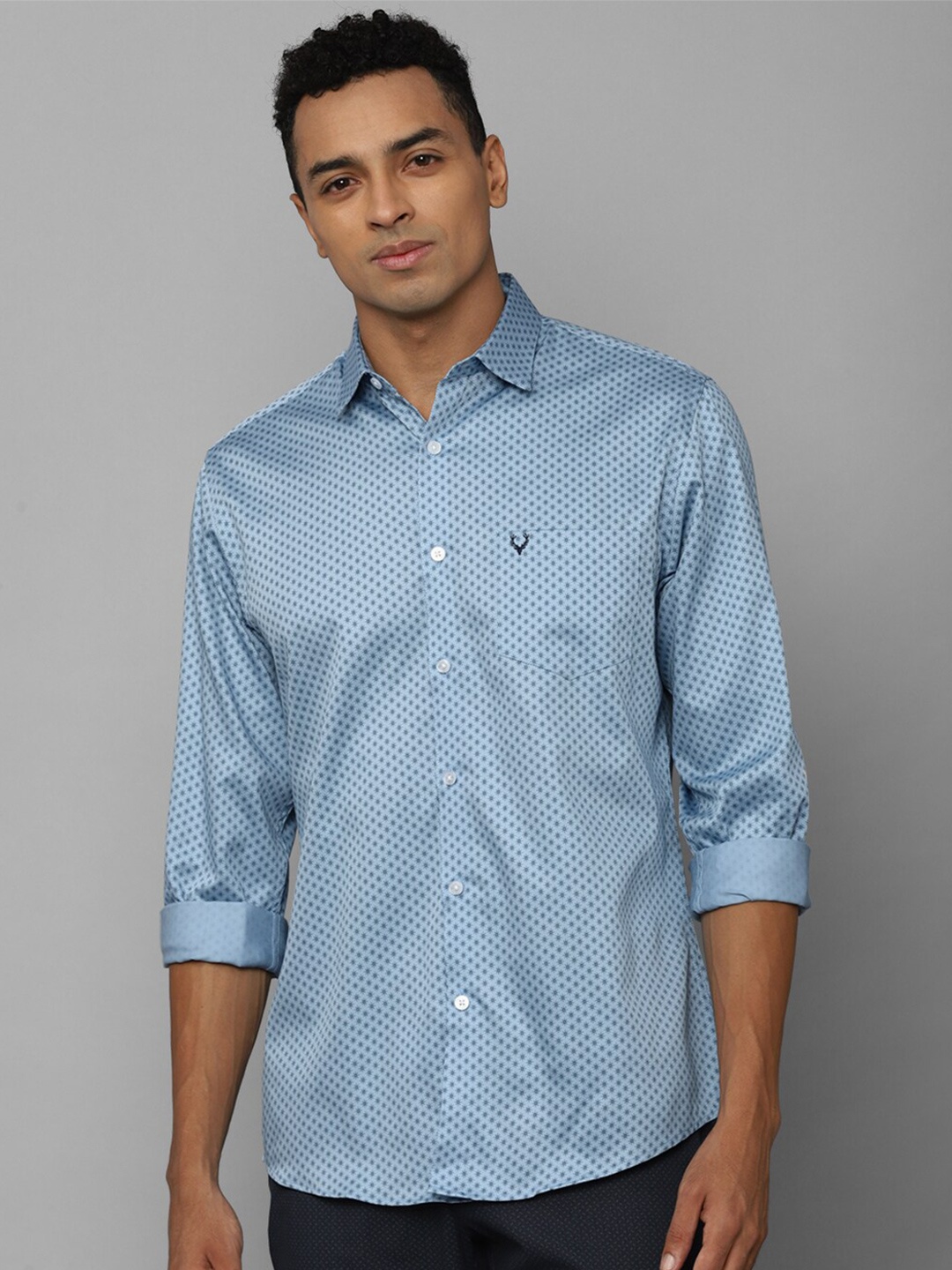 

Allen Solly Slim Fit Micro Ditsy Printed Pure Cotton Casual Shirt, Blue