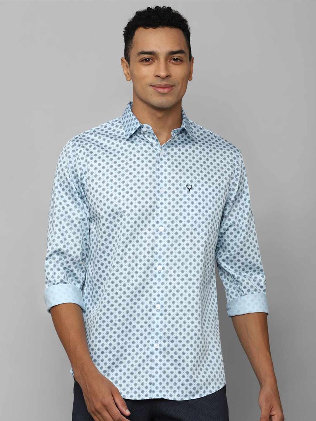 

Allen Solly Slim Fit Geometric Printed Pure Cotton Casual Shirt, Blue