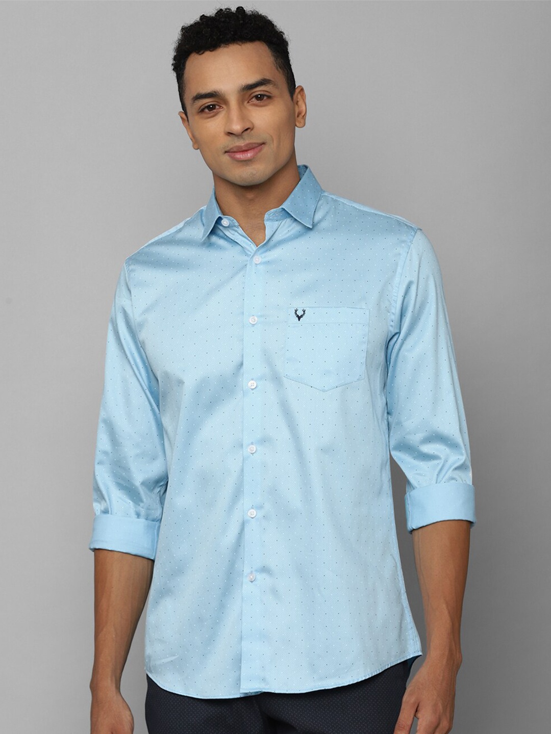 

Allen Solly Micro Ditsy Printed Spread Collar Cotton Casual Shirt, Blue