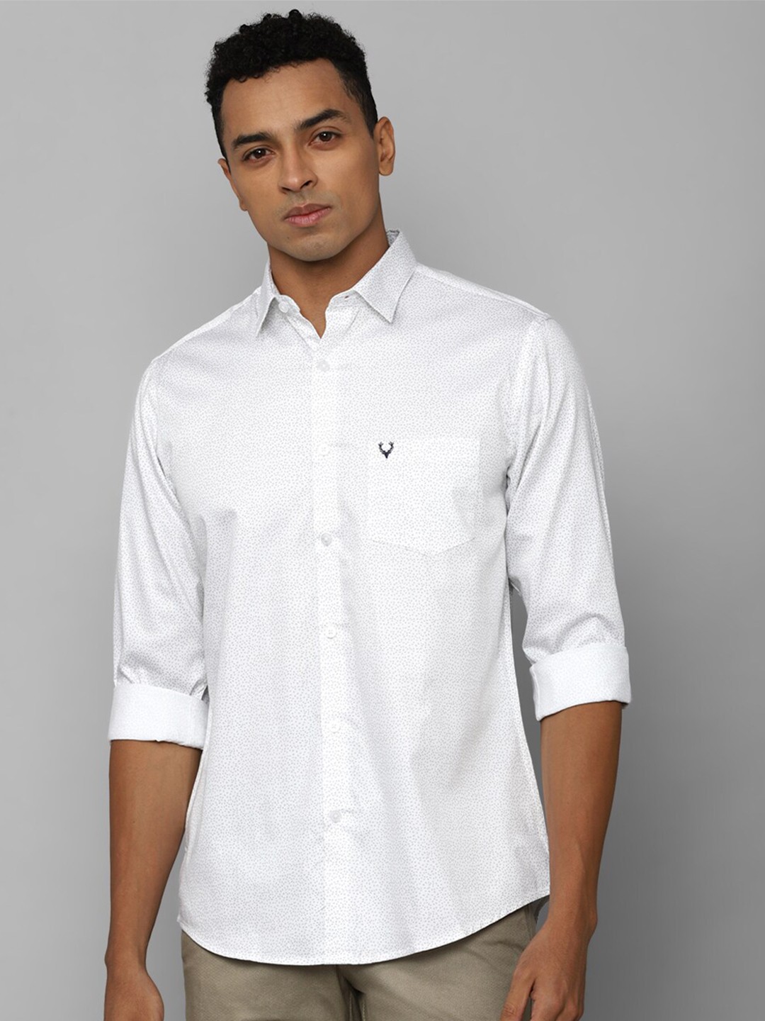 

Allen Solly Slim Fit Micro Ditsy Printed Pure Cotton Casual Shirt, White