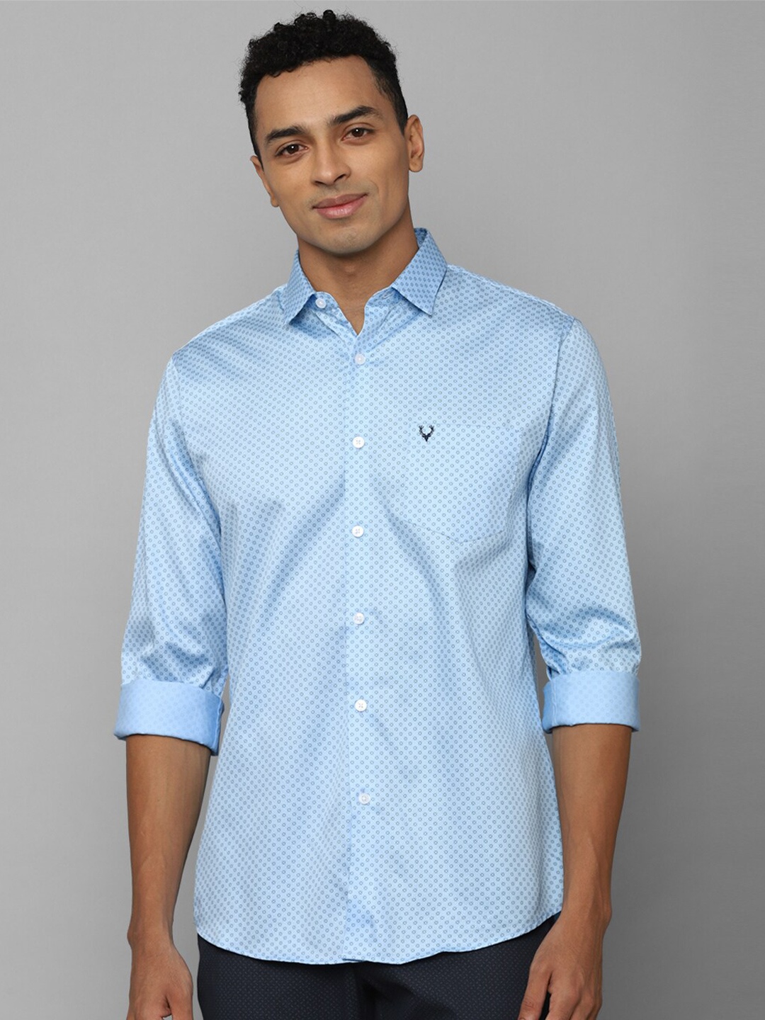 

Allen Solly Slim Fit Geometric Printed Pure Cotton Casual Shirt, Blue