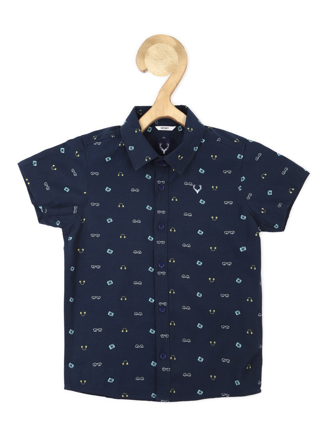 

Allen Solly Junior Boys Slim Fit Conversational Printed Casual Shirt, Navy blue