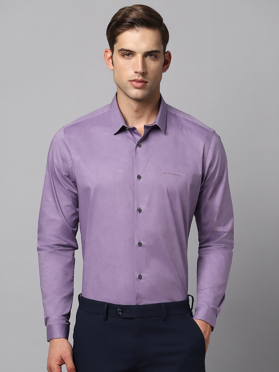 

Louis Philippe Sport Self Design Slim Fit Opaque Casual Shirt, Purple
