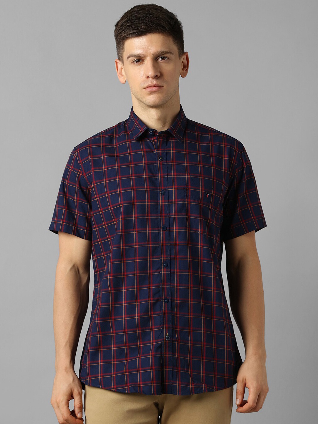 

Louis Philippe Sport Tartan Checks Slim Fit Pure Cotton Casual Shirt, Navy blue