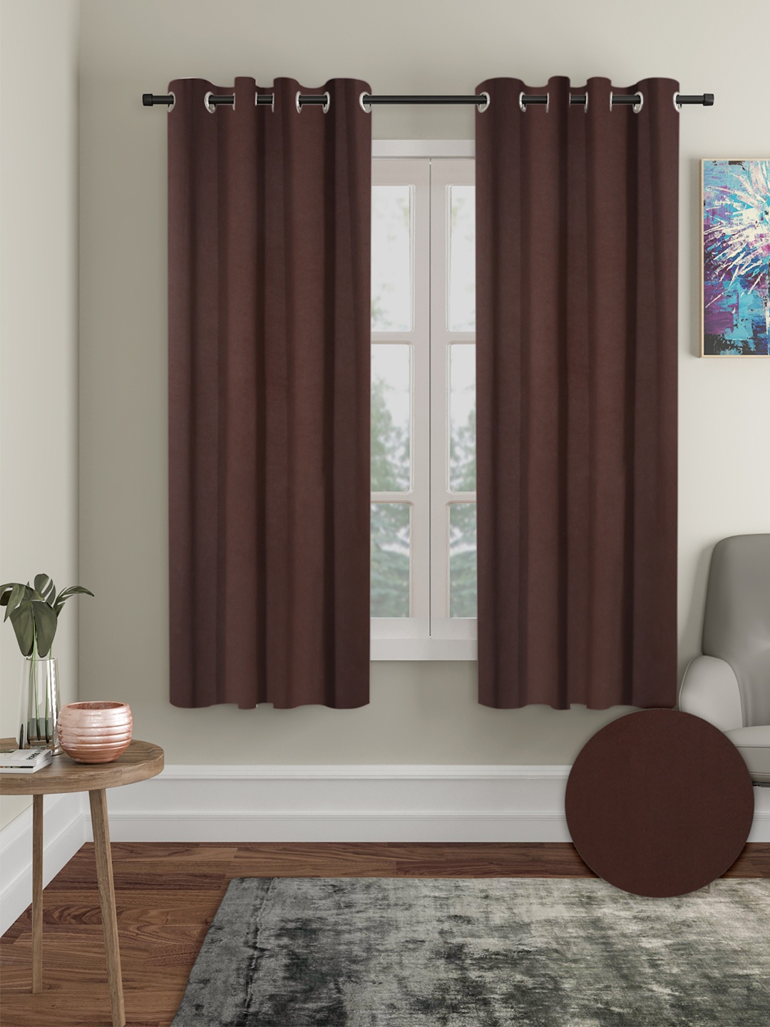 

Cortina Brown 2 Pieces Black Out Window Curtains