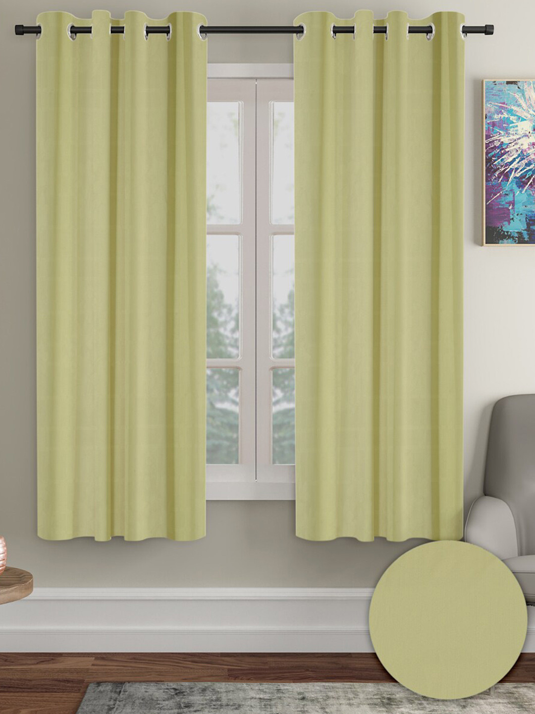 

Cortina Green 2 Pieces Black Out Window Curtains
