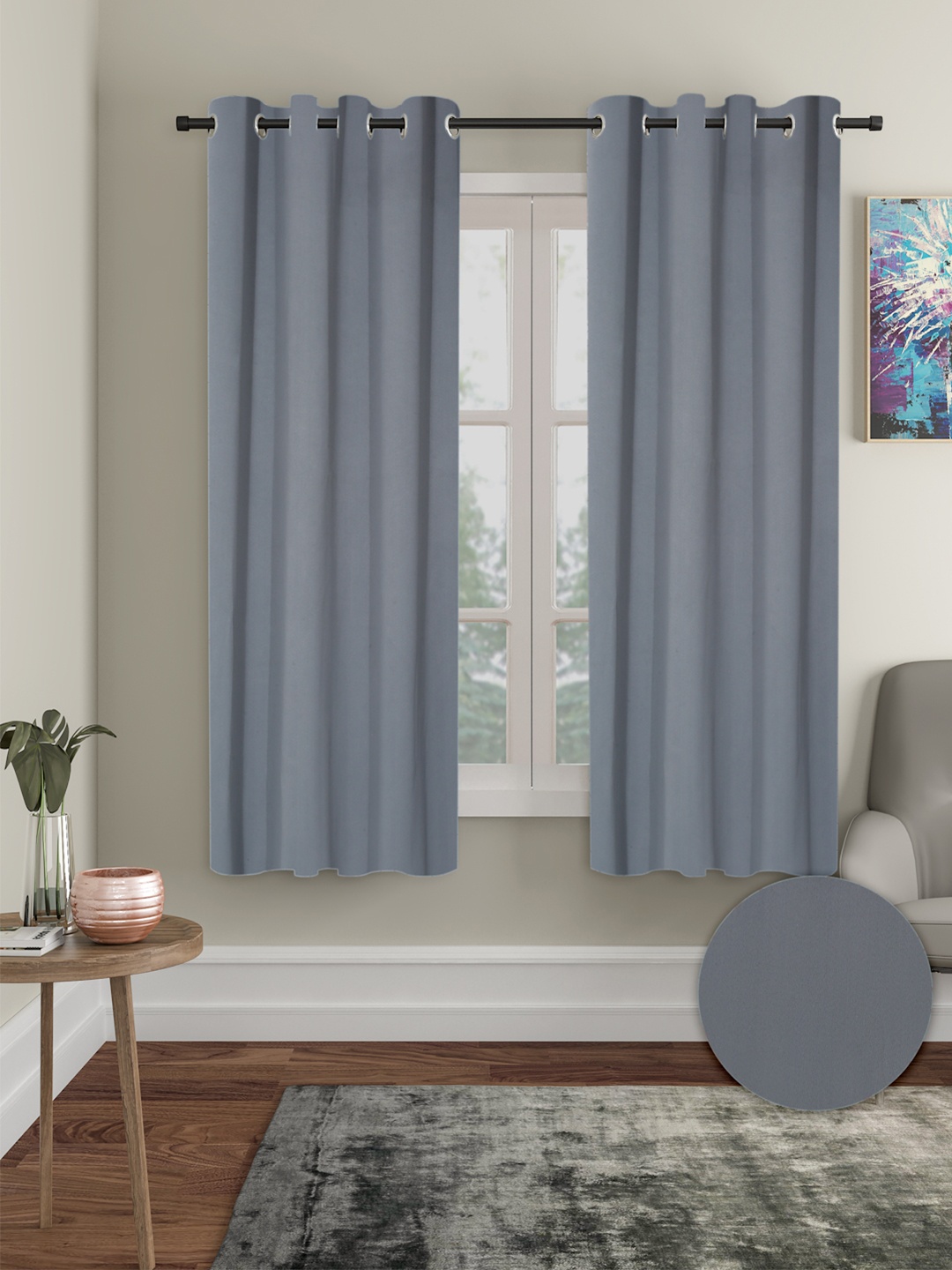 

Cortina Grey 2 Pieces Black Out Window Curtains