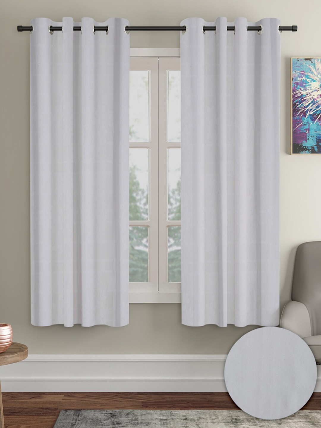 

Cortina Grey 2 Pieces Black Out Window Curtains