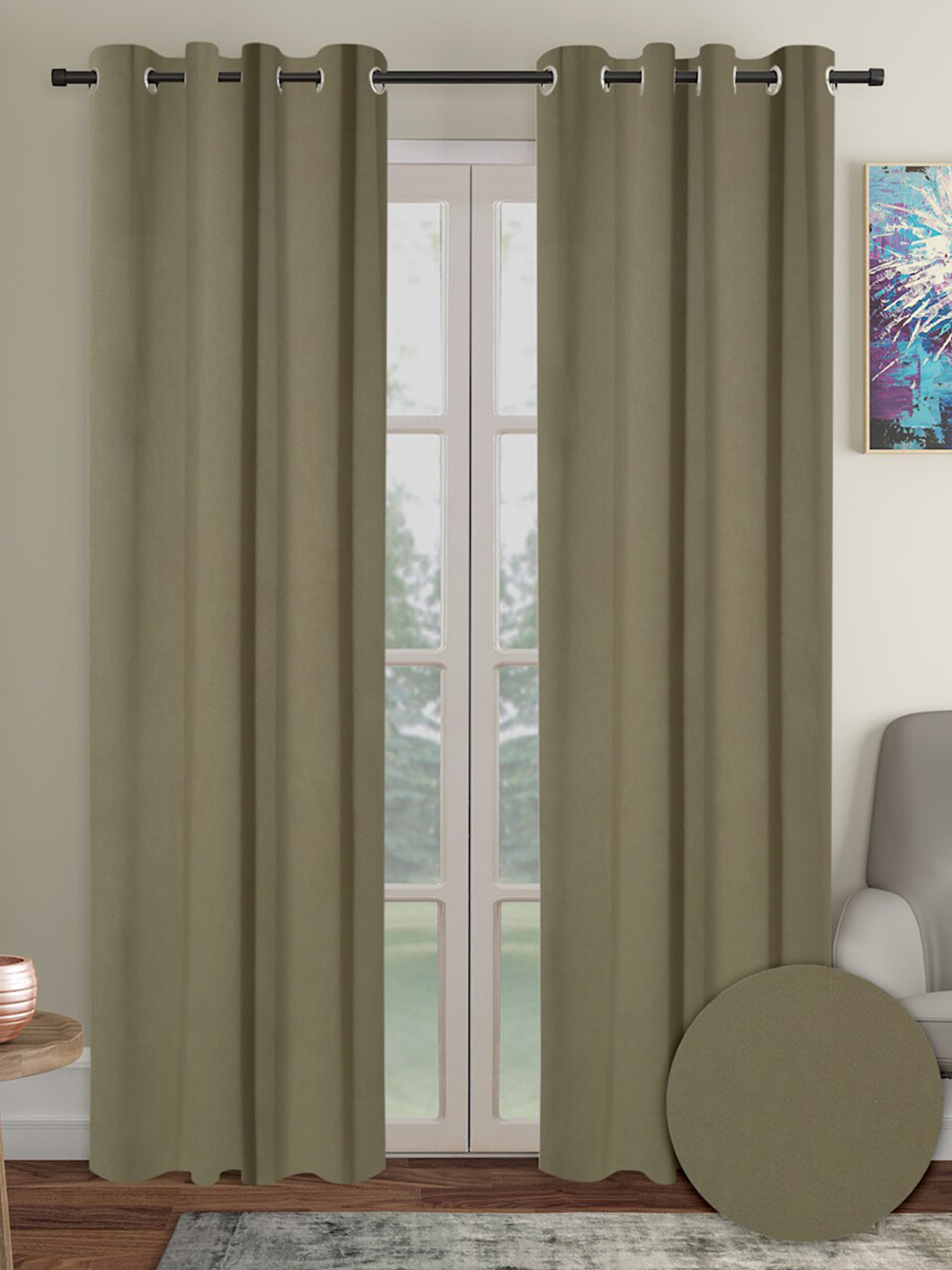 

Cortina Olive Green 2 Pieces Black Out Door Curtains