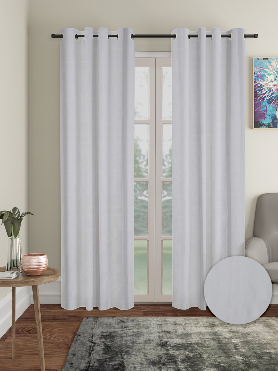 

Cortina Grey 2 Pieces Black Out Door Curtain