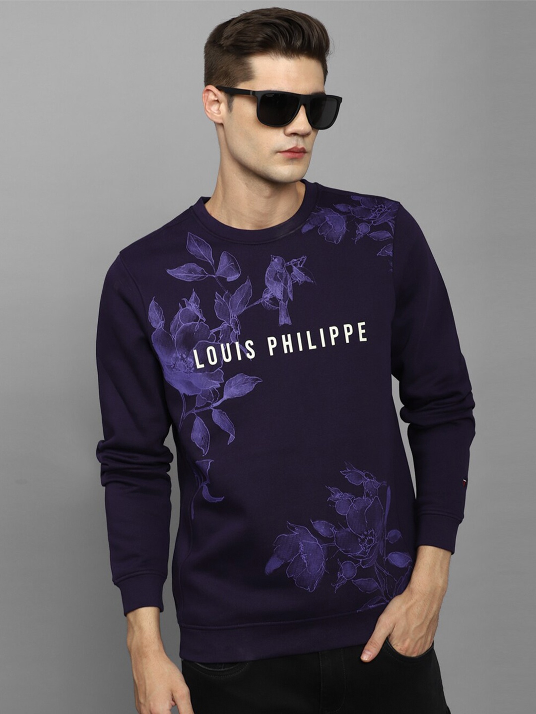 

Louis Philippe Sport Floral Printed Long Sleeves Sweatshirt, Navy blue