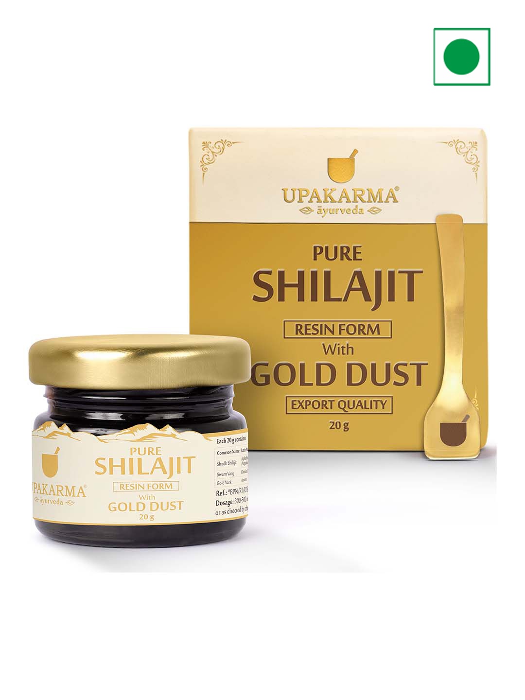 

UPAKARMA Ayurveda Pure Shilajit Resin with Gold Dust 20g, Cream