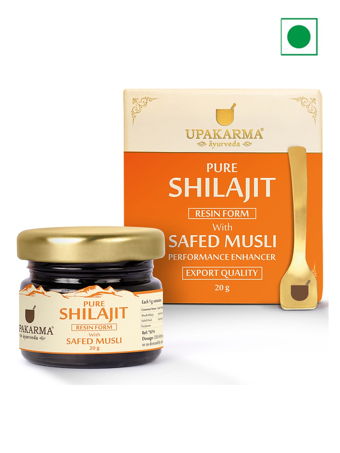 

UPAKARMA Ayurvedic Pure Shilajit Resin Form With Safed Musli 20g, Orange