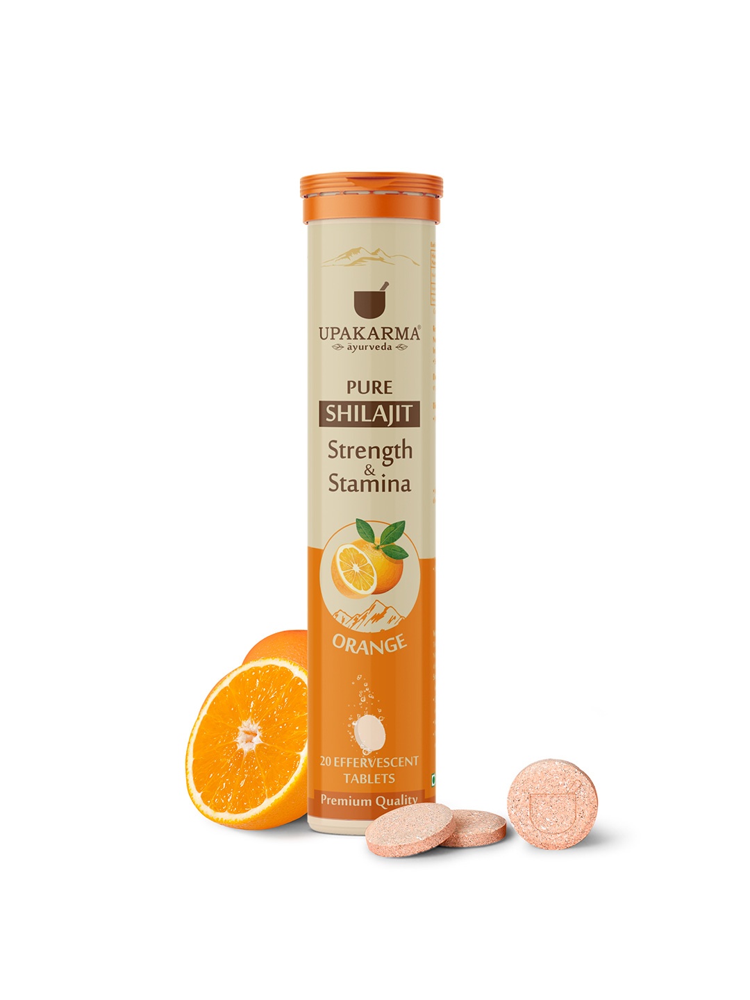 

UPAKARMA Pure Shilajit Orange Flavour Effervescent Tablets for Strength - 20 Tablets