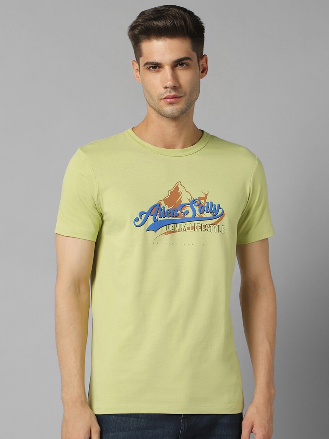 

Allen Solly Regular Fit Typography Printed T-shirt, Green