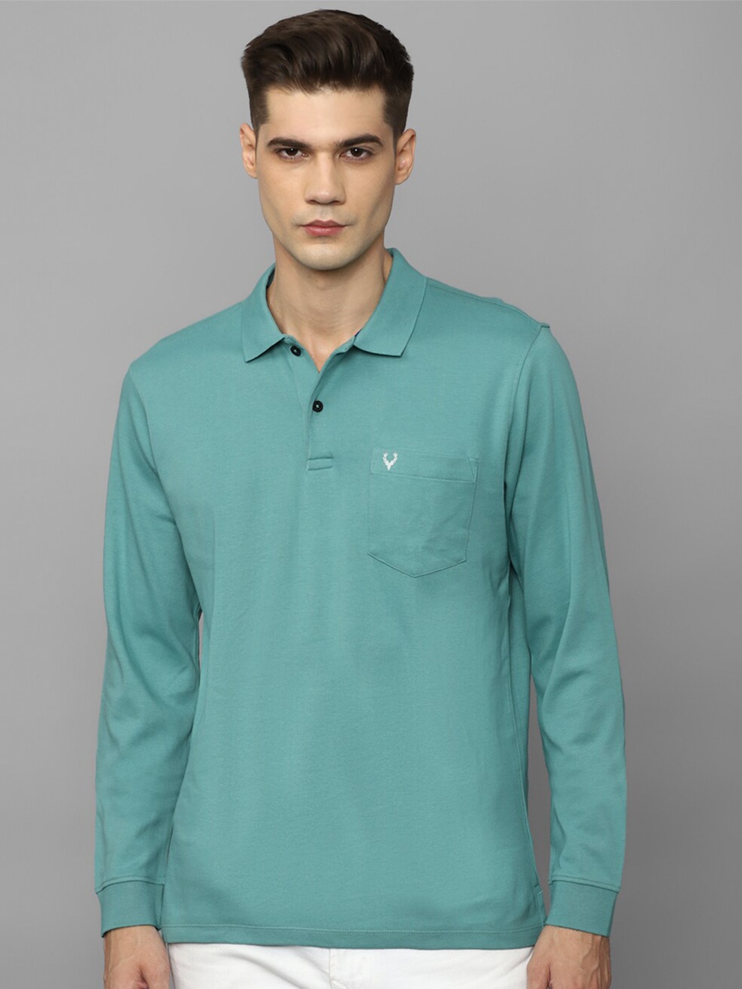 

Allen Solly Polo Collar Pockets Pure Cotton T-shirt, Green