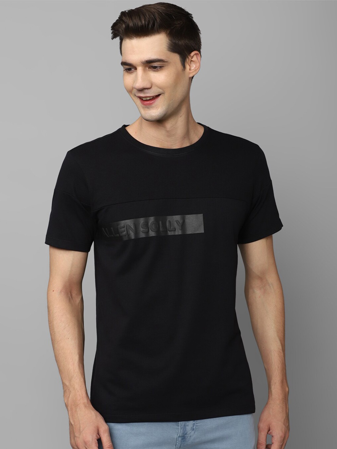 Allen Solly Typography Printed Pure Cotton T-shirt, Black