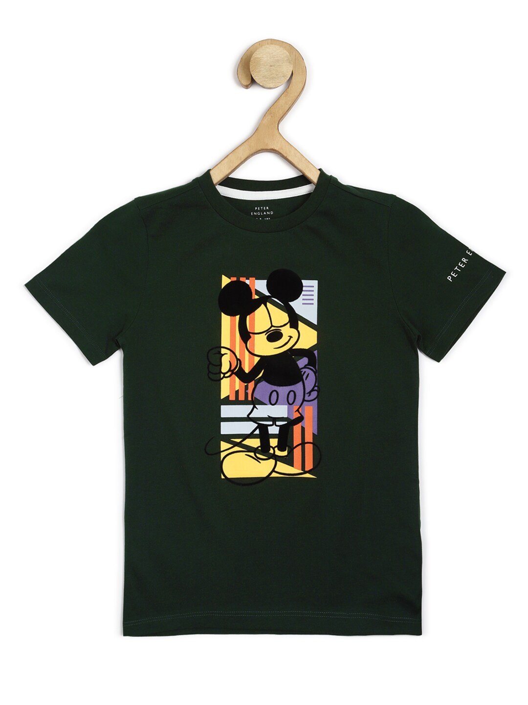 

Peter England Boys Mickey-Mouse Graphic Printed Pure Cotton Casual T-shirt, Green