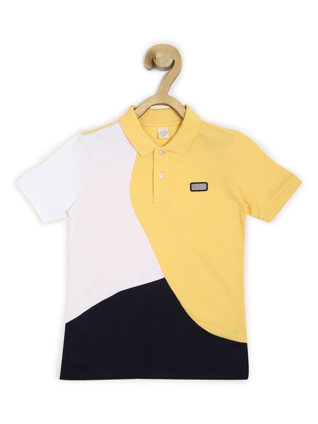 

Peter England Boys Colourblocked Polo Collar Casual T-shirt, Yellow