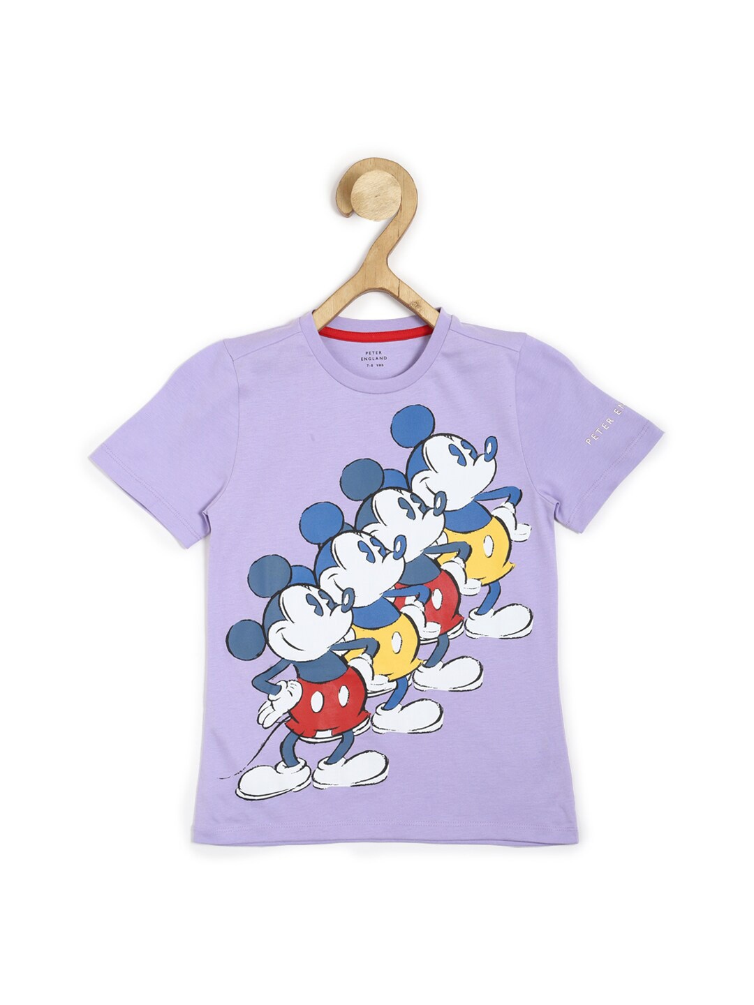 

Peter England Boys Mickey-Mouse Graphic Printed Pure Cotton Casual T-shirt, Purple