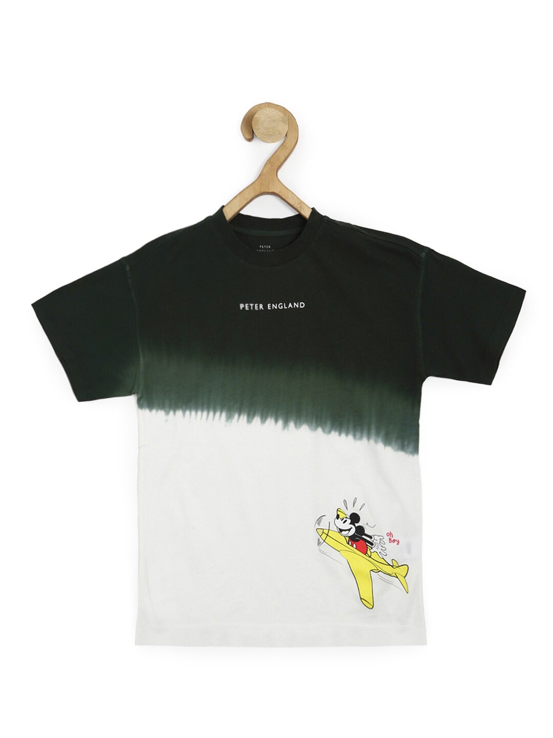 

Peter England Boys Mickey Mouse Tie & Dye Printed Pure Cotton T-shirt, White