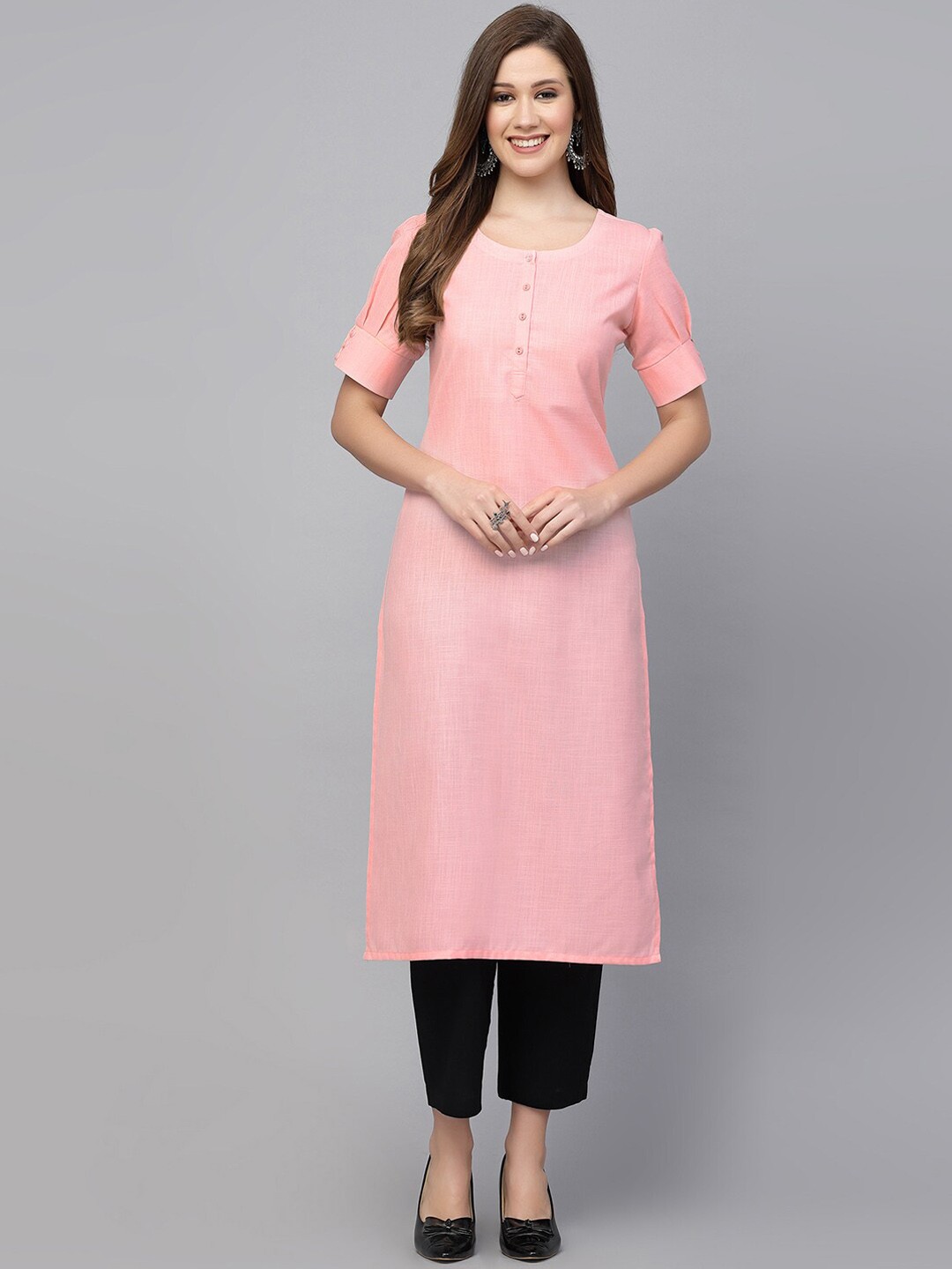 

KALINI Pure Cotton Straight Kurta, Pink